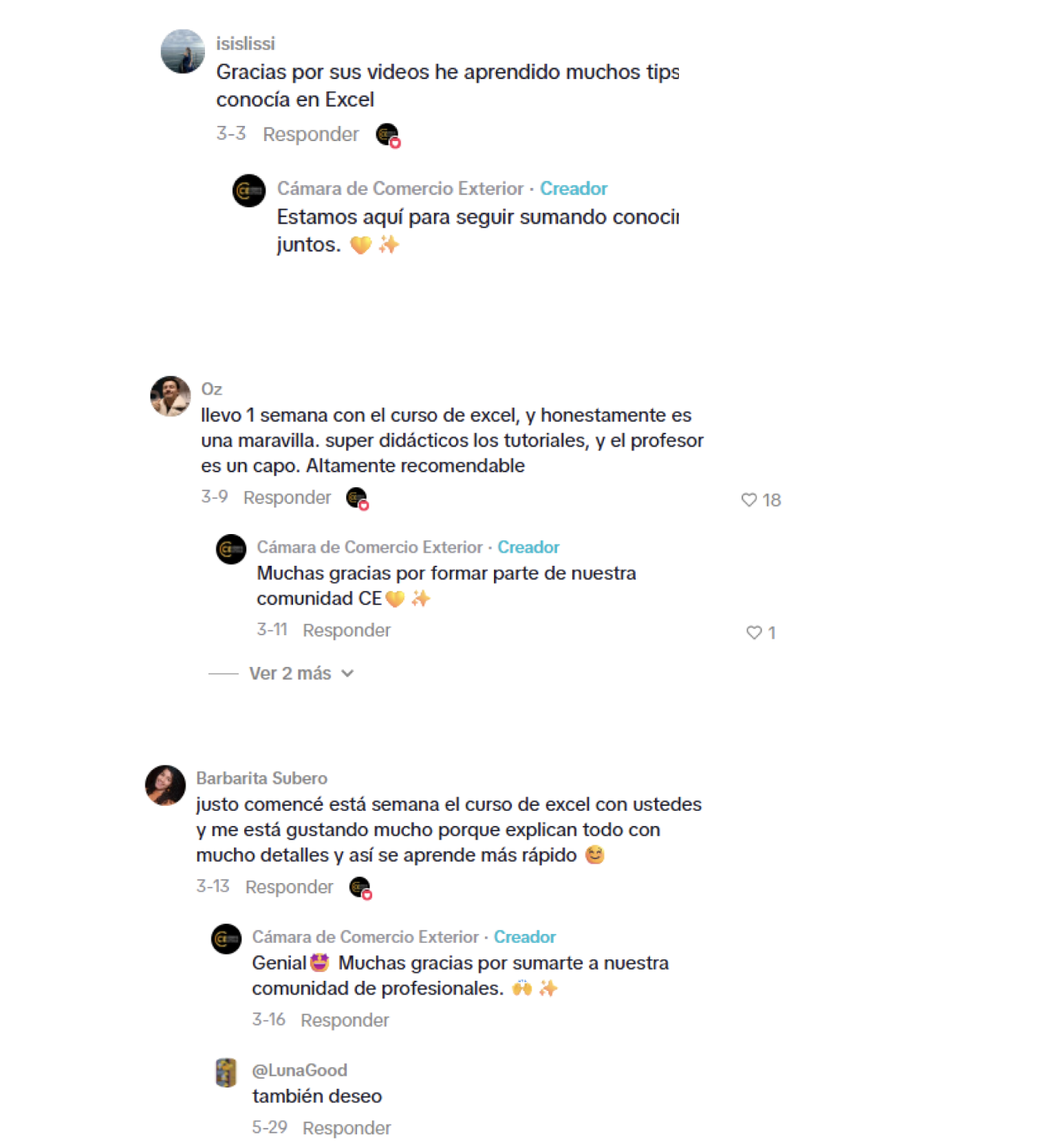 Comentarios TikTok